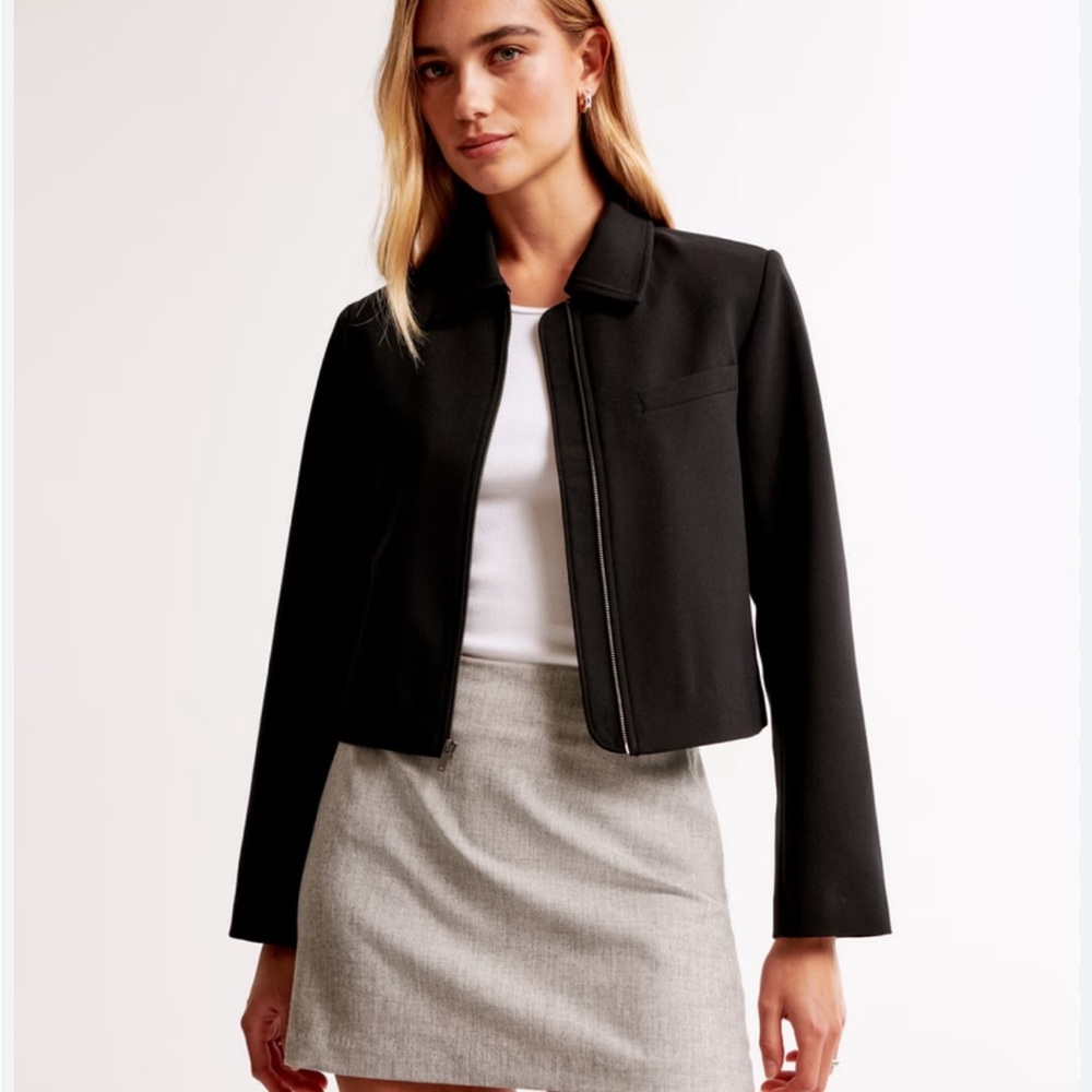 Abercrombie & Fitch Black Suiting Zip Jacket Med